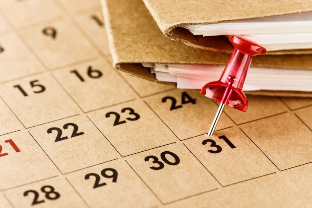 calendario che segna scadenze fiscali